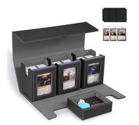 Marsguard Trading Card Deck Box with Commander Display，4 in 1 MTG Storage Holds 300+ Double-Sleeved Cards，3 Deck Boxes & Dice Tray Included，Fits MTG, TCG, PTCG & Sports Cards