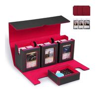 Marsguard Trading Card Deck Box with Commander Display，4 in 1 MTG Storage Holds 300+ Double-Sleeved Cards，3 Deck Boxes & Dice Tray Included，Fits MTG, TCG, PTCG & Sports Cards