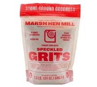 MARSH HEN MILL Speckled Grits - Heirloom Blend of Yellow and White Corn Stone Ground Grits | Creamy Old Fashioned Goodness | Gluten-Free | No Additives, Pure All Natural Corn | 16 oz Pack