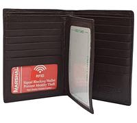 MARSHAL RFID Blocking Genuine Leather Extra Capacity Large Hipster Bifold Wallet, Brown, Compact