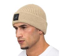 Marshall Artist Siren Cable Knit Beanie Hat, Stone Colour, Ribbed Design