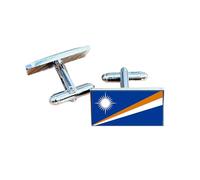 Marshall Islands Flag Cufflinks - Marshallese National Emblem Gift for Men | Blue Flag with Orange & White Stripes & Star Design | Groomsmen Wedding Gift | Proud Marshall Islands Heritage Keepsake
