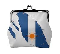 Marshall Islands flag map04 small makeup bag for purse,kiss lock bank card storage bag retro compact multifunctional change bag, Black, One Size, Art Deco