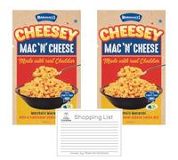 Marshall’s Cheesy Mac ‘n’ Cheese 2 Pack - Creamy Instant Macaroni Pasta Meal, Quick & Easy Comfort Food, 190g Each (Total 380g) - Includes Gifty Goodness Shopping List