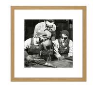 Marshall Women Welding Steel Industry Photo 8X8 Inch Square Wooden Framed Wall Art Print Picture with Mount Artery8 Light Oak One Size