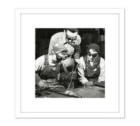 Marshall Women Welding Steel Industry Photo 8X8 Inch Square Wooden Framed Wall Art Print Picture with Mount Artery8 White One Size