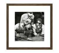 Marshall Women Welding Steel Industry Photo 8X8 Inch Square Wooden Framed Wall Art Print Picture with Mount Artery8 Brown One Size