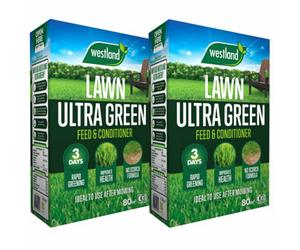Marshalls Garden Ultra Green Lawn Feed & Conditioner 80Sqm X 2 - Twin Pack For 160Sqm Coverage
