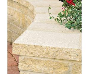 Marshalls Saxon Coping & Edging - Buff - 600x136x50mm Colour:: 600 Saxon Textured Wall Copings - Buff