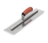 Marshalltown | LayFlat Notched Trowel | 13mm 16 x 4in | | Wave-shaped notches help eliminate air pockets for improved tile coverage and adhesion.