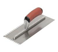 Marshalltown | LayFlat Notched Trowel | 6mm 11 x 4.1/2in | | Wave-shaped notches help eliminate air pockets for improved tile coverage and adhesion.