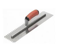 MARSHALLTOWN Notched Trowel, 406 x 102 mm, 6.3 mm Notch, Assembled in USA | Tempered Steel Blade, Square Notches, DuraSoft Handle, Spreads Thin-Set Mortar for Tile, 710SD
