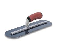Marshalltown Smoothing Trowel, Fully Rounded with Curved Durasoft Handle, Blue Steel, Plastering Tool, Dimensions: 356 x 102 mm