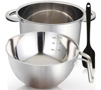 Marsheepy Double Boiler Pot Set, 2.3 Quart Mixing Bowl for Melting Chocolate, 4000ml 304 Stainless Steel Pot with Silicone Chocolate Melting Spatula,