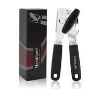 Marshland Tin Opener UK - Stainless Steel Soft Handled Manual-Magnetic Heavy Duty Can Opener That Works for Arthritis Hands - Black