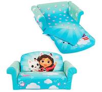 Marshmallow Furniture, Gabby’s Dollhouse 3-in-1 Slumber Sofa, Foam Toddler Nap Mat with Attached Blanket