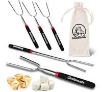 Marshmallow Roasting Sticks Set of 5 - Telescoping Long Smores Sticks for Fire Pit, Hot Dog Sticks for Campfire, Grill, Bonfire Party Supplies, Camping Gear Must Haves