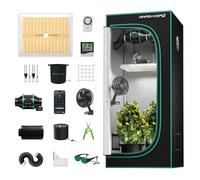MARSHYDRO TS1000 Grow Tent Kit Complete 2.3x2.3ft LED Grow Light Dimmable Full Specturm Indoor Grow Tent Complete System, 31"x31"x63" Hydroponics Grow Tent Kit 1680D with 4” Ventilation Kit