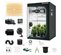 MARSHYDRO TSW 2000W Grow Tent Kit Complete 120X120CM Led Grow Light Dimmable Full Spectrum,Indoor Grow Tent Kit 120X120X200CM Hydroponics Growing Tent 1680D Canvas with 15CM Ventilation System