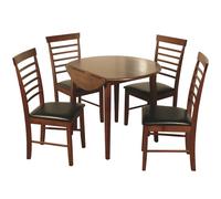 marsic wooden round drof leaf dining table with 4 chairs in dark oak