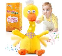 Marsjoy 13" Talking Dancing Duck, Repeating What You Say Mimicking Recording Plush Baby Toy Musical English Songs Singing Glowing Animated Twisting Gift of Lighting Up Toy for Boy Kid
