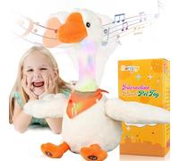 Marsjoy 13" Talking Dancing Goose, Repeating What You Say Mimicking Recording Plush Baby Toy Musical English Songs Singing Talking Glowing Animated Twisting Gift of Lighting Up Toy for Boy Kid