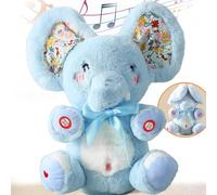 Marsjoy Baby Blue Peek A Boo Elephant Plush Stuffed Singing Elephant, Repeat What You Say, Musical for Toddler with Moving Ear, Singing Talking Stuffed Animal Baby Toy for Boy Girl