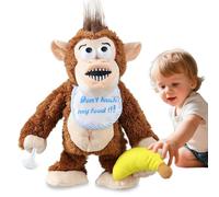 Marsjoy Brown Banana Monkey, Screaming Funny Plush Stuffed Body Shaking Interactive Toys Novel Shape Children's Education Animated Twisting Gifts of Birthday Party Funny Toys for Toddler Kids Age 3 +