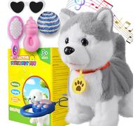 Marsjoy Husky Walking Barking Dog for Kids Interactive Musical Puppy Robot Repeats What You Say, Realistic Licking Tongue Wagging Tail Remote Control Toddler Toys for Girls and Boys Birthday Gifts