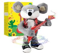 Marsjoy Rocking Dancing Mouse Plush Toy, Singing Music Twisting Body Plush Stuffed Animals, Rocking Punk Crazy Cool Guitar Mouse, Perfect Christmas Birthday New Year for Kids