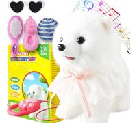 Marsjoy Samoyed Walking Barking Dog for Kids Interactive Musical Puppy Robot Repeats What You Say, Realistic Licking Tongue Wagging Tail Remote Control Toddler Toys for Girls and Boys Birthday Gifts