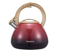 MARSKITOP Whistling Tea Kettle for Stove Top, Food Grade Stainless Steel Tea Kettle Teapot for Stovetop with Anti-Hot Ergonomic Handle, 2.6 Quart, Red