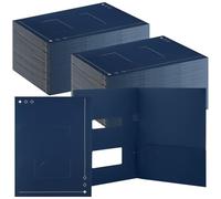 Marspark 100 Count Tax Return Folders with Double Windows, 8.5 x 11 Inch Navy Blue Tax Folders with Side Staple Tabs Right Pocket Document Organizer for Customs Preparers Office Business