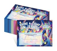 Marspark 100 Pack VBS Certificate of Completion Award 8.5x11 Inch Religious Graduation Achievement Diploma for 2026 Kids Sunday School Elementary Students(Light on Jesus)