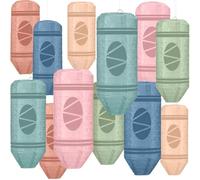 Marspark 12 Pcs Crayon Paper Lanterns Boho Classroom Decor Crayon Shaped Hanging Lanterns Back to School Decorations Preschool Graduation Party End of The Year Kindergarten Colorful Ceiling Backdrop