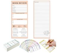 Marspark 120 Pieces Book Review Bookmarks Bulk 3.5 x 8 Inch Double Sided Reading Log Bookmark Christmas Book Lovers Gifts for Bookworms Bookish(Pastel Color)