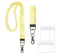 Marspark 2 Set Scrunchie Lanyards with 4 Card Holders for ID Badges and Keys Cute Stretchy Scrunchie Neck and Wrist Lanyards for Teacher Women Nurses School Office Supplies(Yellow,Solid Color)