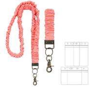 Marspark 2 Set Scrunchie Lanyards with 4 Card Holders for ID Badges and Keys Cute Stretchy Scrunchie Neck and Wrist Lanyards for Teacher Women Nurses School Office Supplies (Pink,Striped)