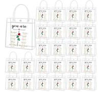 Marspark 24 Pcs Christian Clear Gift Bags with Handle Bible Verse Gift Bags Bulk Religious Baptism Party Favors Inspirational PVC Tote for Church Events Wedding Party Supplies