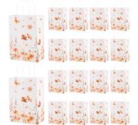 Marspark 24 Pcs Fall Floral Paper Gift Bags Wildflower Treat Bag with Handles for Thanksgiving Wedding Birthday Baby Shower Autumn Floral Candy Goodie Bag for Guests, 8.3'' x 5.9'' x 3.1''(Vivid)