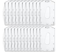 Marspark 25 Pcs 2 ID Badge Holder Heavy Duty Plastic ID Card Holder Transparent Protector Clear Badge Protector Cover Sleeve Protective Cover with Thumb Slot for Credit Card (Vertical and Horizontal)