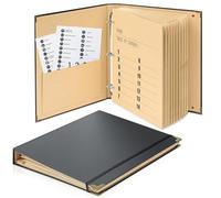 Marspark 3 Rings Folio Important Document Organizer with Labels, Family Document Organizer Binder, Expanding File Folder for Important Papers, Letters, Birth Certificates, Photos, Passports, Black