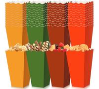 Marspark 48 Pcs Fall Popcorn Boxes Thanksgiving Party Mini Paper Popcorn Boxes Autumn Harvest Paper Treat Containers Snack Bags Bulk for Birthday Thanksgiving Fall Theme Party Decorations Supplies