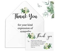 Marspark 50 Pack Thank You Sympathy Cards Funeral Thank You Cards with Envelopes and Message Memorial Sympathy Greenery Bereavement Notes for Funeral Family Friends Loved Ones(Lily)