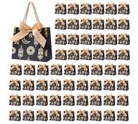 Marspark 60 Pcs Ramadan Mubarak Reusable Gift Bags with Bow, Black Gold Foil Stamping, Eid Lantern Treat Bags with Handles, Reusable Eid Basket for Gifts Wrapping, Kareem Party Supplies, 14*6*12cm