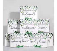 Marspark 8 Pack Greenery Bridesmaid Proposal Gift Boxes with Ribbon 7.87 x 10.6 Inch Will You Be My Maid of Honor Bridesmaid Boxes for Wedding Bridal Shower Packaging Supplies Birthday Party Favors
