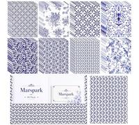 Marspark 80 Pack Two Pocket Folders Chinoiserie Floral File Folders with Pockets Fit Letter Size Elegant Blue and White Thick Paper Folder for School Office Business Home Supplies, Assorted 8 Colors