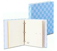 Marspark Blue Checkered Linen 4-Ring Document Organizer Binder with Envelopes & Labels Home Important Paper Storage Folder for Passports Birth Certificates Legal Medical Family Vital Records