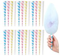 Marspark Cotton Candy Cones Striped White Cotton Candy Sticks Paper Cotton Candy Floss Sugar Cane Sticks Colorful Cotton Candy Cones for Cotton Candy Making Accessories Party Supplies (100)