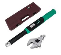 Marsram Adjustable Digital Torque Wrench, 5-99.6ft.lbs/6.8-135N.m, 5-35mm Jaw, Open End Interchangeable Electronic Torque Wrench With Buzzer And LED, For HVAC Car Moto Repair Tool, Calibrated